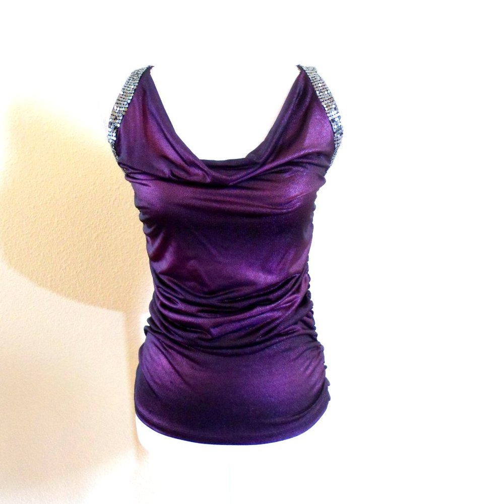 NWOT- Purple Metallic Tank with Sequin Straps